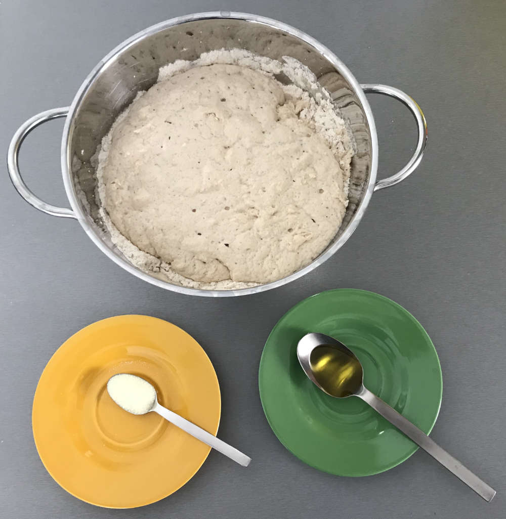 Zutaten für zweiten Schritt beim Pizzateig